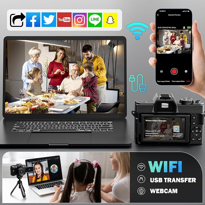 True 5K Digital Camera for Photography, Autofocus & Anti-Shake, 16X Zoom