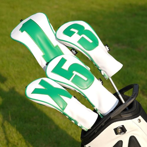 Craftsman Golf Lucky Clover Patterns with Large Green No. Funny Driver 3 5 Fairway Wood Hybrid Headcover Cover Protector Travel Case