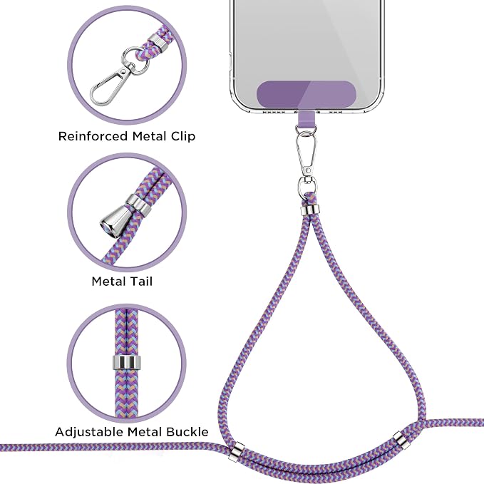 CACOE Phone Lanyard 2 Pcs-1 Pcs Adjustable Neck Strap, 2 Pads, Universal