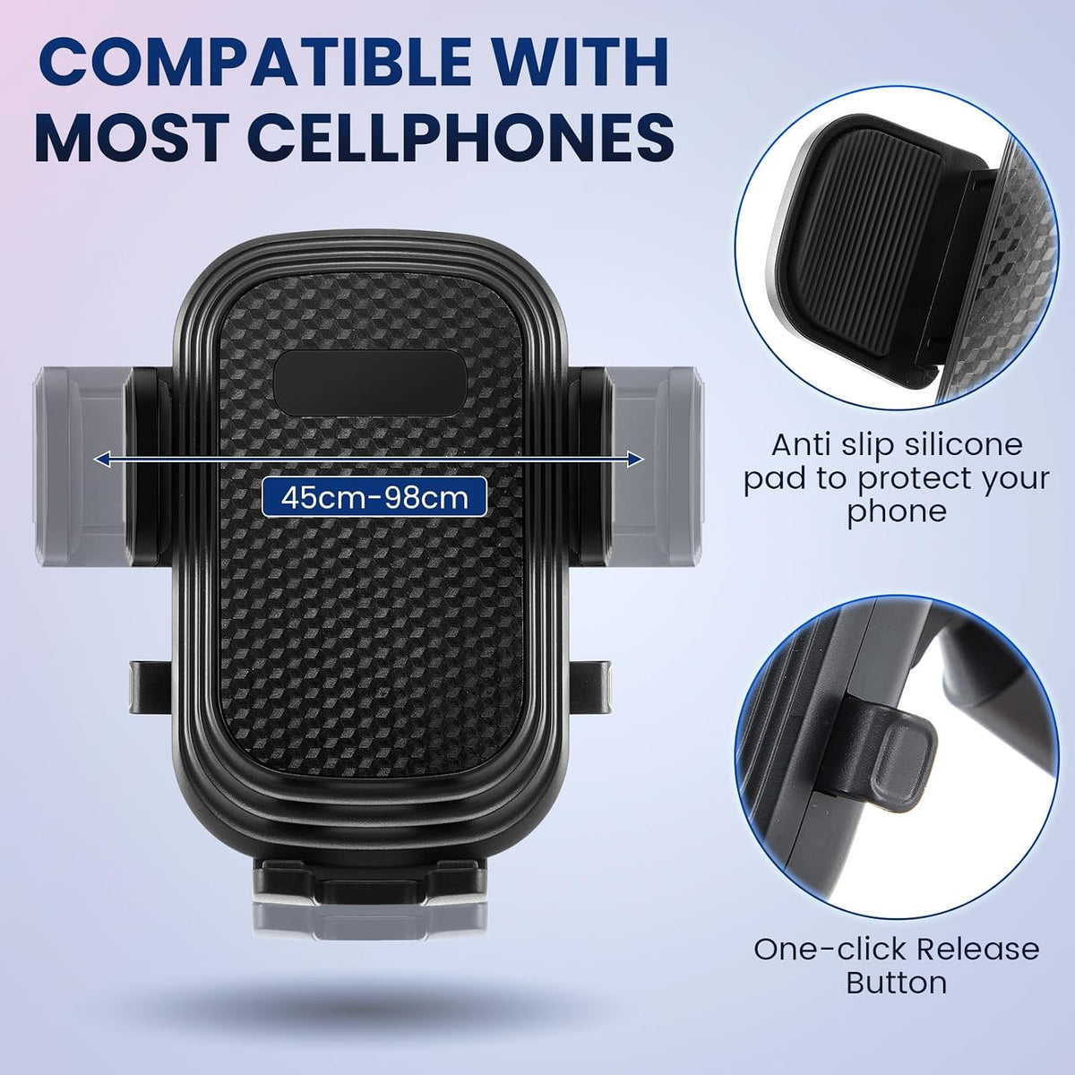 DaisyInner Dual Phone Car Mount Cup Holder 360° Rotatable 2.6"-4.3"