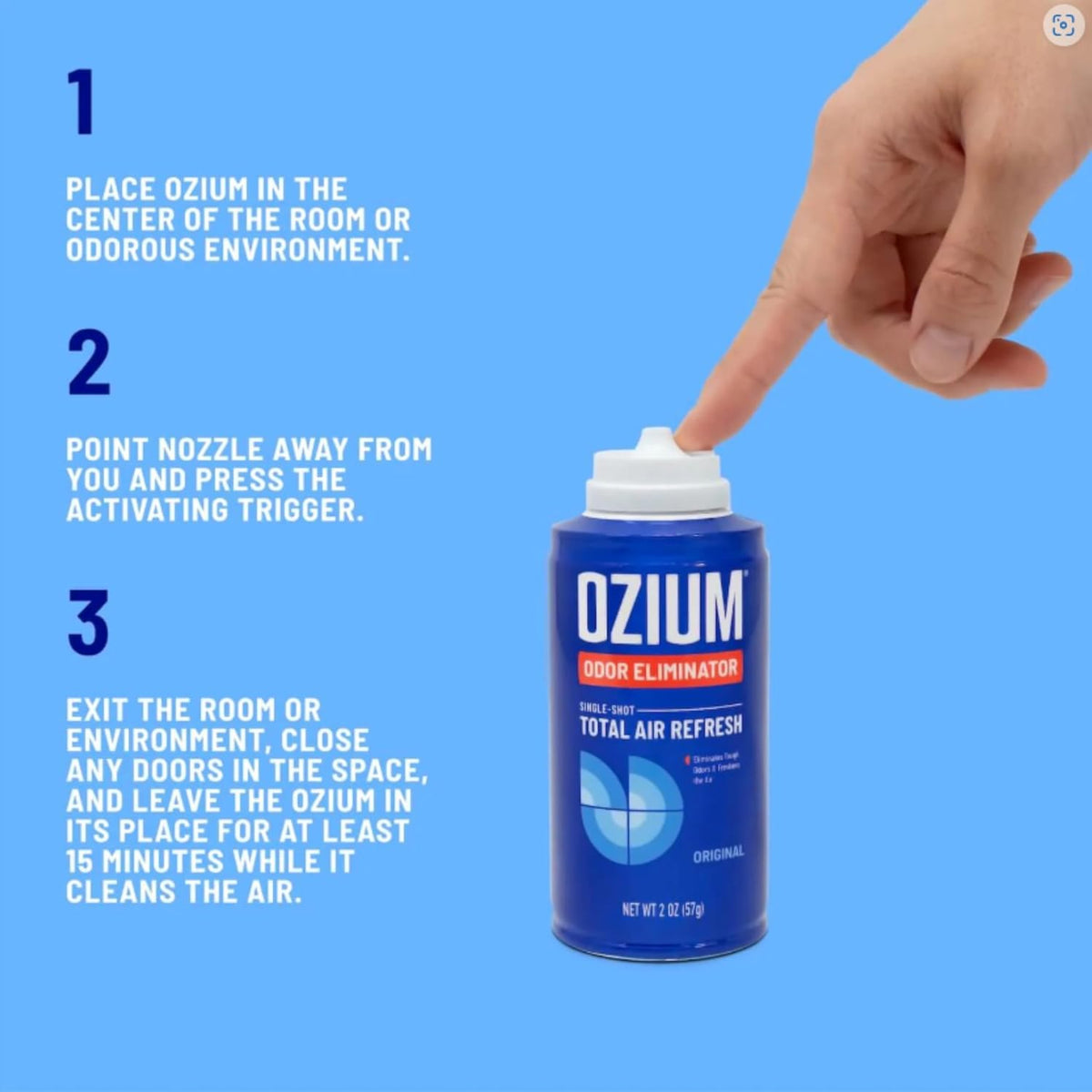 Ozium Air Sanitizer, 2 oz Car Fogger: Single-Shot Smoke Odor Eliminator & Car Air Freshener (Carbon Black, 2 Packs)