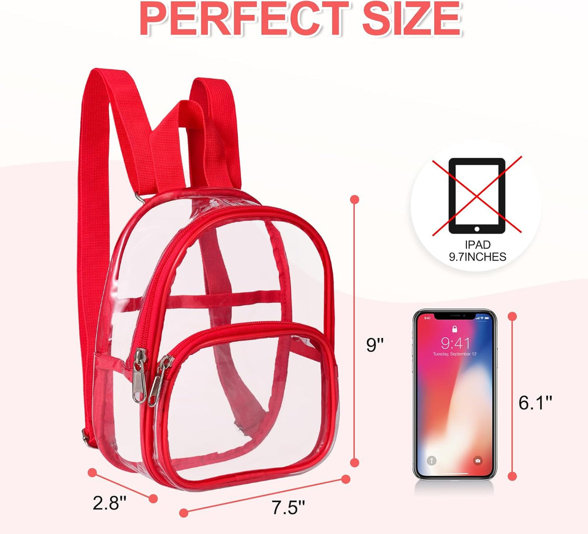 USPECLARE Clear Mini Backpack - Stadium Approved Transparent Bag for Kids | Perfect for Concerts & Events