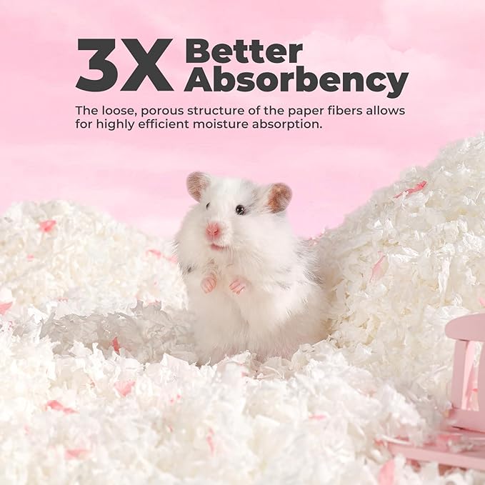 mini&moe Hamster Bedding 23 Liters: Dust-Free and Odor Control Moisture Absorbent Natural Paper Small Pet Bedding - for Guinea Pigs, Hamsters, Rabbits, and Small Animal