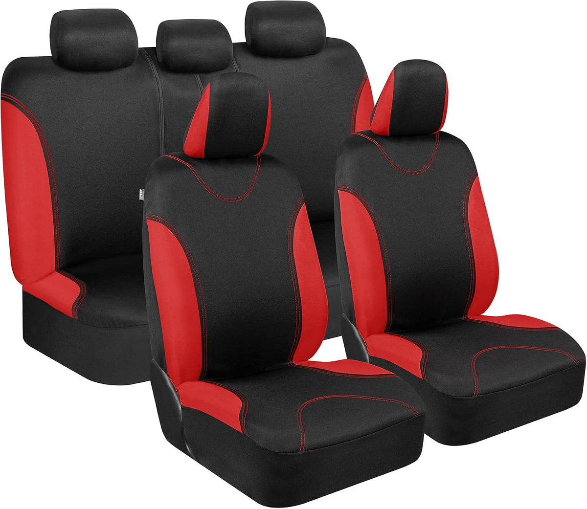 BDK UltraSleek Beige Seat Covers for Cars Full Set, Two-Tone Front Seat Covers with Matching Back Seat Cover, Stylish Car Seat Protectors with Split Bench Design,