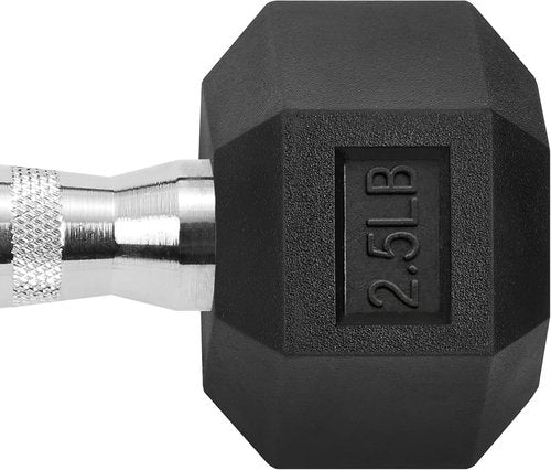 Hex Dumbbells | Rubber Coated Cast Iron Free Weights for Effective Workouts - Black
