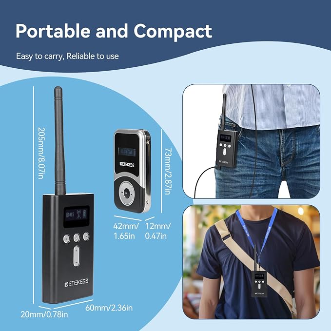 Retekess T130S Wireless Tour Guide System, Church Translation System, Wireless