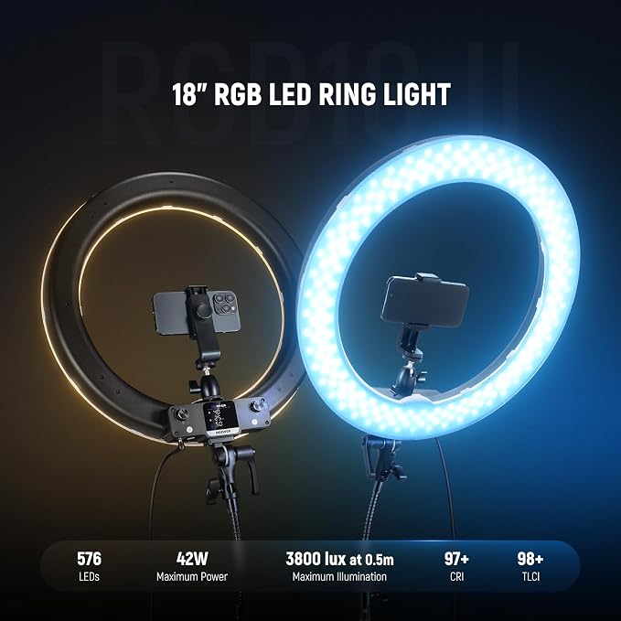 NEEWER 18 Inch RGB LED Ring Light APP Control