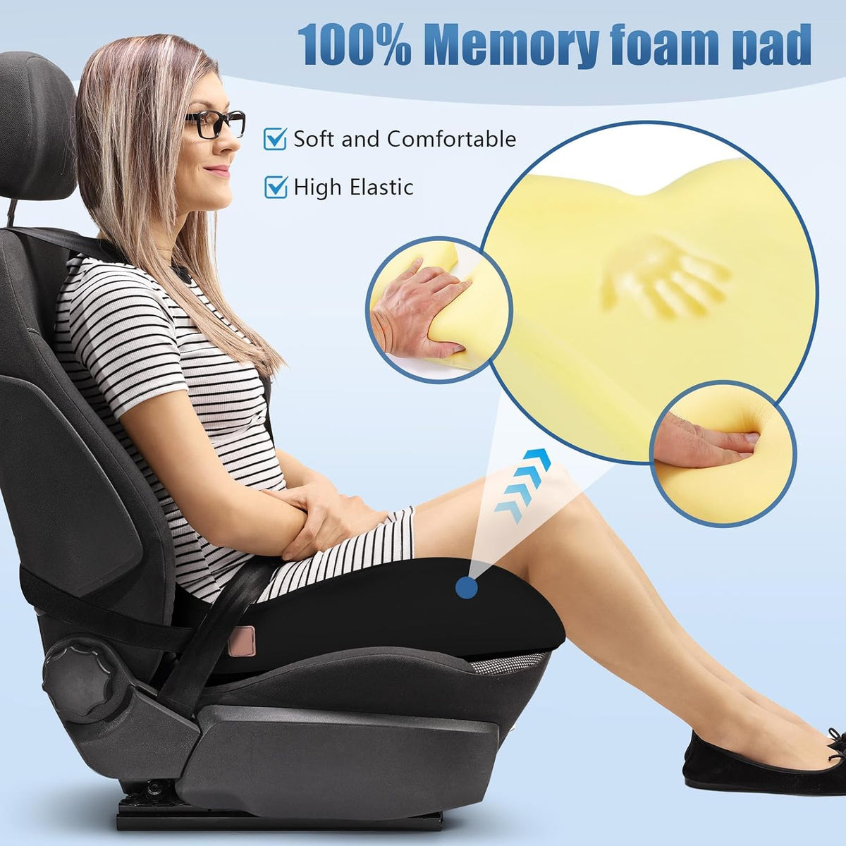 Car Seat Cushion for Truck and Car Drivers - Prevents Bedsores & Relieves Long-Drive Pain, Therapeutic Support for Sciatica, Hemorrhoids, Tailbone and Prostate, Enhanced View with Anti-Slip Base