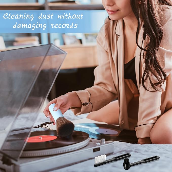Ziliny 3 Pcs Vinyl Record Cleaning Brush Wooden Anti Static Dust Record Vinyl