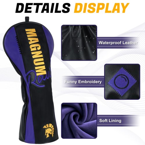 Golf Headcovers - Funny Golf Club Covers - Driver Headcover with PU Leather - Hybrid Fairway Wood Headcover - Waterproof - Mallet & Blade DF3 Putter Cover with Soft Lining Present Birthday Present