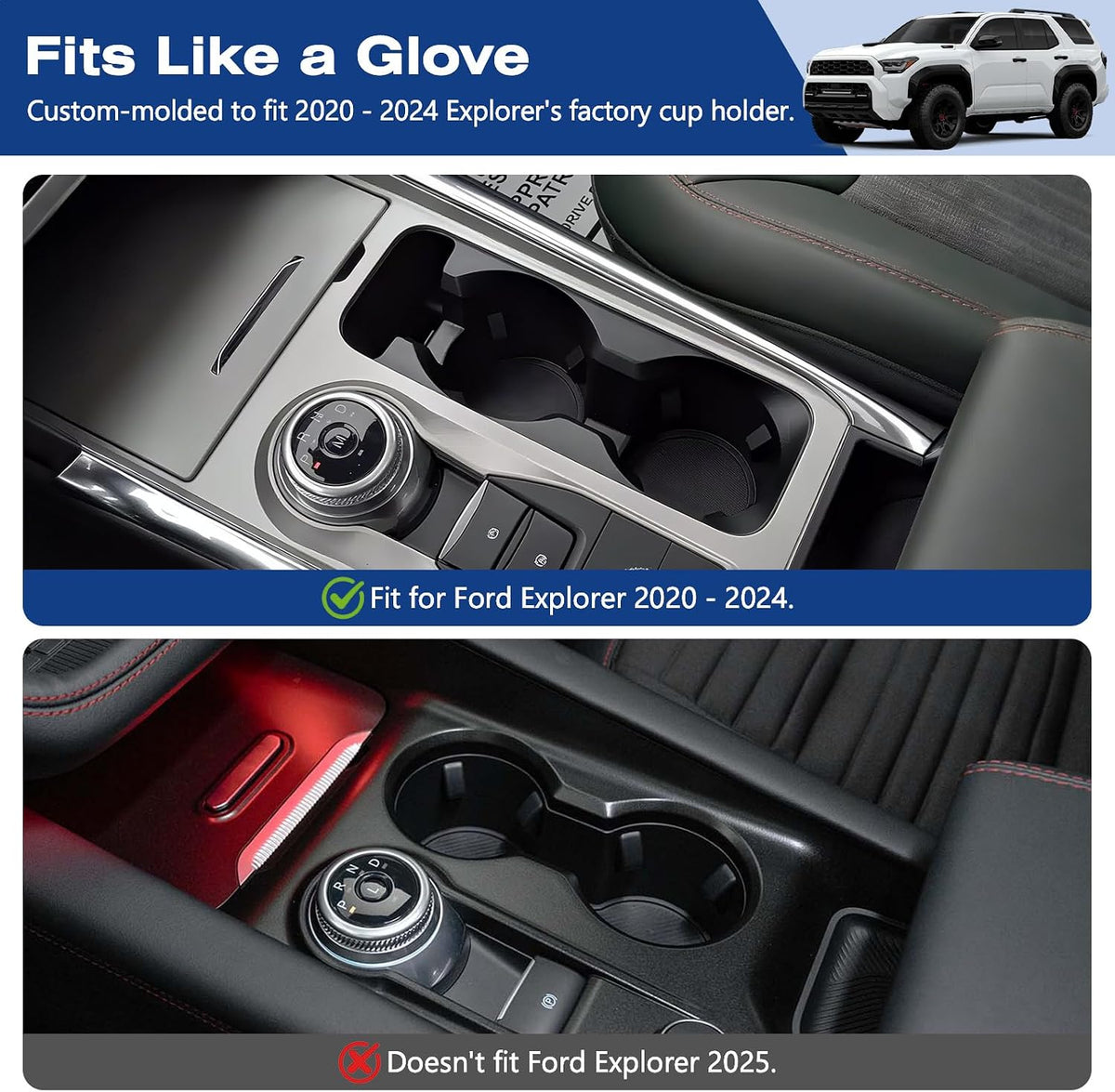 Center Console Cup Holder Insert for Ford Explorer 2020-2024 Accessories