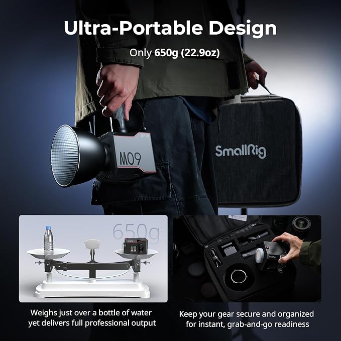 SmallRig RC 60B COB Video Light, 49Wh Battery 45min Runtime, 63W 11200lux CRI