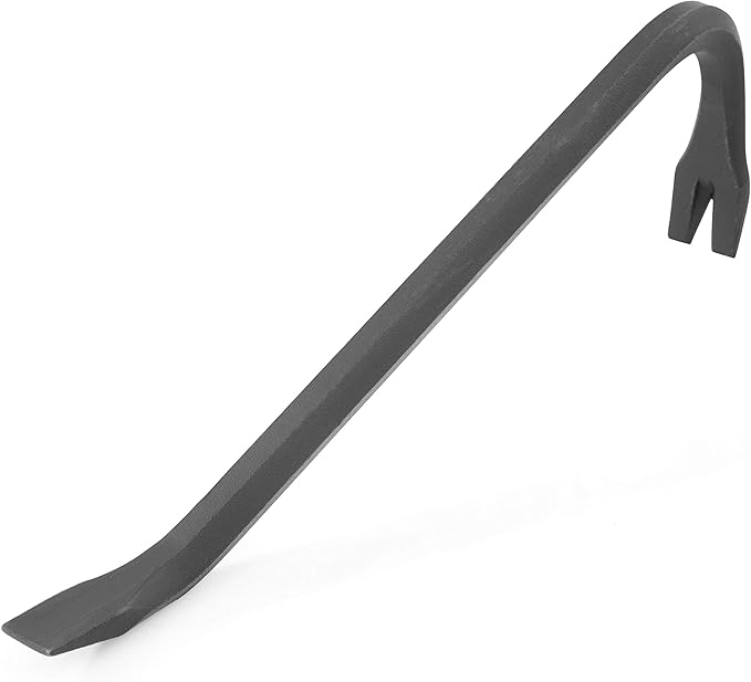 GreatNeck WR12 12-Inch Wrecking Bar, Pull Nails, Pry Apart Wood, Goosenecked Nail-Pulling End Provides Leverage for Heavy Pulling, Bent Chisel Head for Prying and General Demo