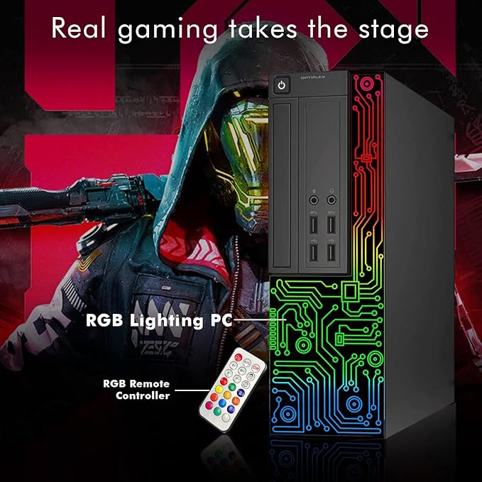 Dell OptiPlex PC,Core I7,24'' Monitor,RX 550 4G,16G RAM,512G SSD(Renewed) | Gaming Computer PC, i7 up to 3.9G, 24 inch FHD,WiFi, ARGB Headset,4K Support,DP, HDMI,DVI,Windows 11 Pro,Home or Office PC