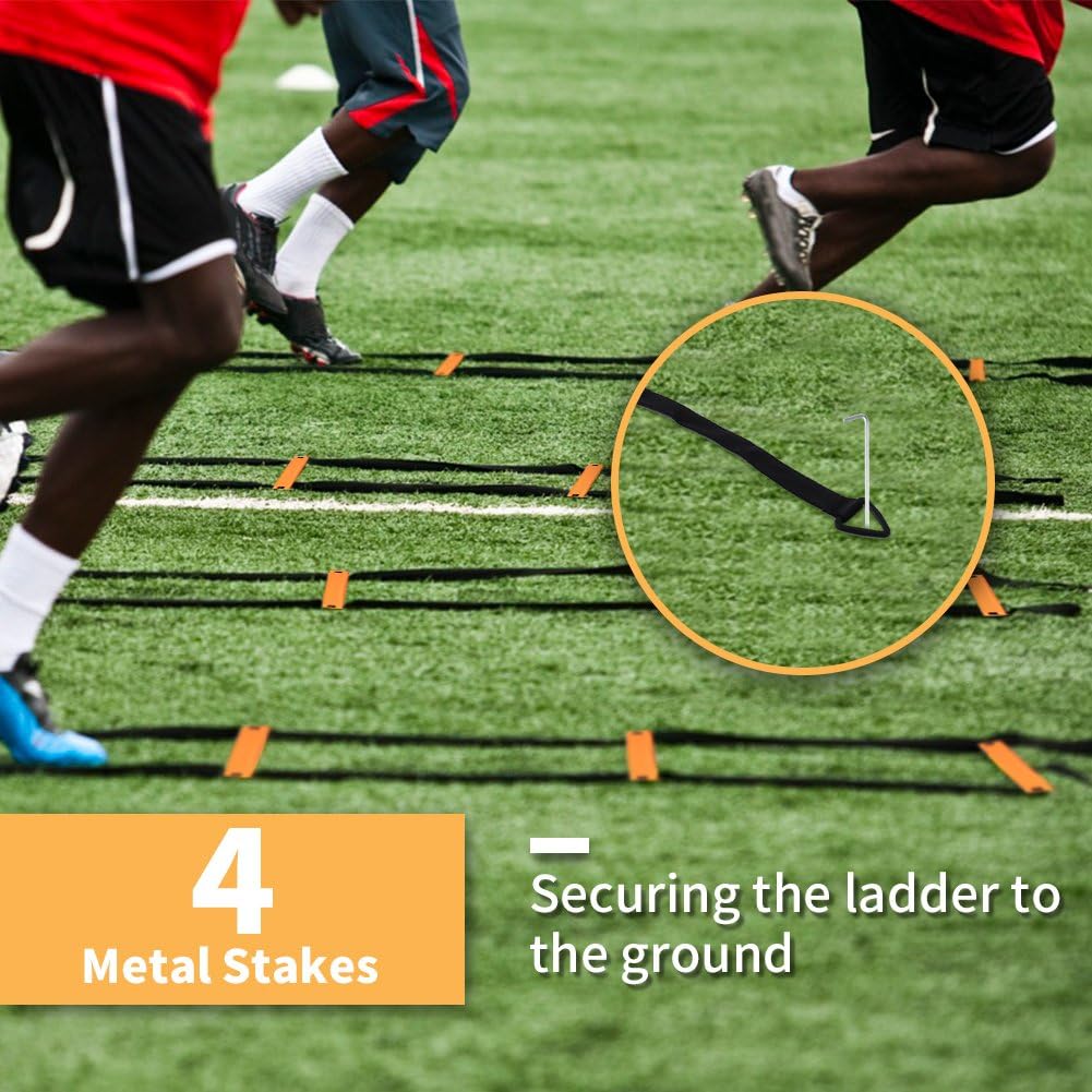 YISSVIC Agility Ladder - 20 Feet with 12 Adjustable Rungs & 10 Cones for Speed Training | Includes Carry Bag & Stakes