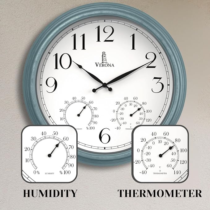 18 inch Outdoor Clocks for Patio Large Waterproof