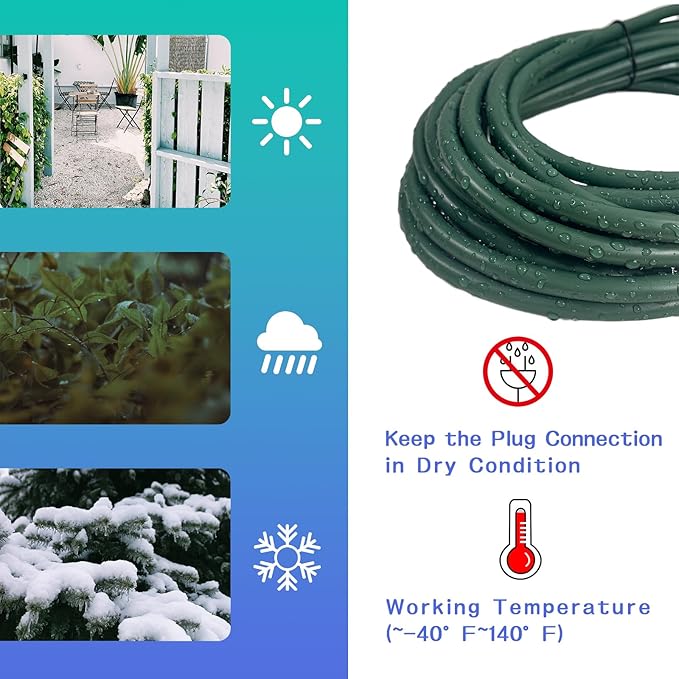 Indoor Outdoor Extension Cord 6 FT, 16/3 SJTW Weatherproof Green Electrical Cords, 13 AMP Heavy Duty 3 Prong Power Cable Great for Garden, Landscaping & Holiday Decorations