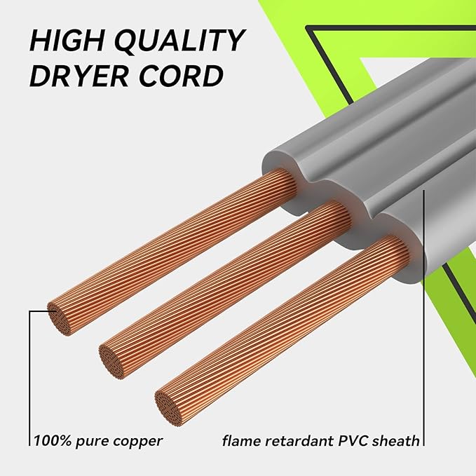 RVMATE 3 Prong SRDT Dryer Cord 5 Feet, 30 Amp Appliance Power Cord (NEMA 10-30P to 3-Wire), 3 Wires with O Ring Terminal Connectors, 100% Copper Wire, ETL Listed.