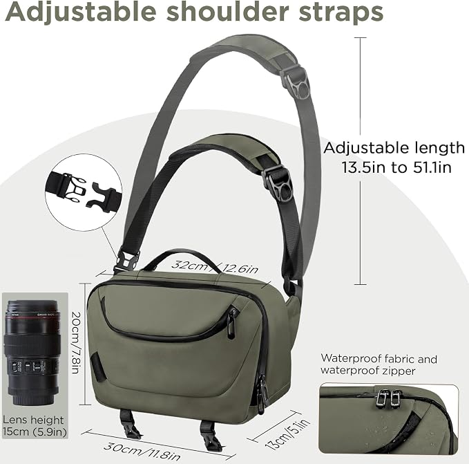 TAAOKA Camera Sling Bag, Travel Waterproof Camera Case
