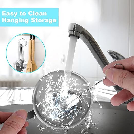 Large Small Funnel Set of 3, Food Grade Mini Funnels for Kitchen Use Filling Bottles Liquor Flask Tiny Spice Cooking Powder, 7Pcs Metal Stainless Steel Funnel Long Handle, 3Pcs Cleaning Brushes VOPTON