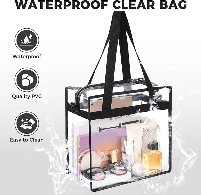 BAGAIL Clear Bags 12x6x12 Stadium Approved Clear Tote Bag