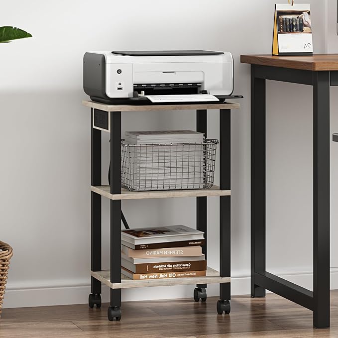 TUTOTAK 3 Tier Printer Stand, Rolling Printer Cart