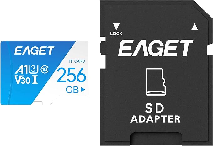 EAGET 1-Pack 256GB TF Memory Card Up to 100MB/s Read 70MB/s Write