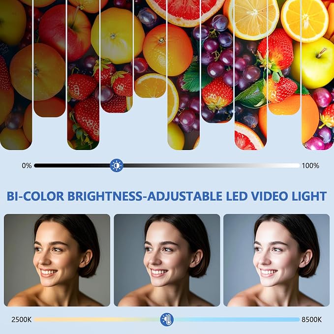 Led Video Light Panel Lighting Kit, QEUOOIY 2-Pack Bi-Color Photography Lighting