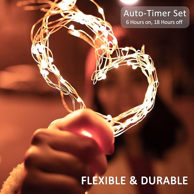 Beieverluck 16 Pack 33FT 100 LED Fairy Lights Battery Operated Fairy Lights with Remote and Timer Waterproof String Lights Outdoor Indoor for Bedroom Wedding Christmas Decorations, Warm White