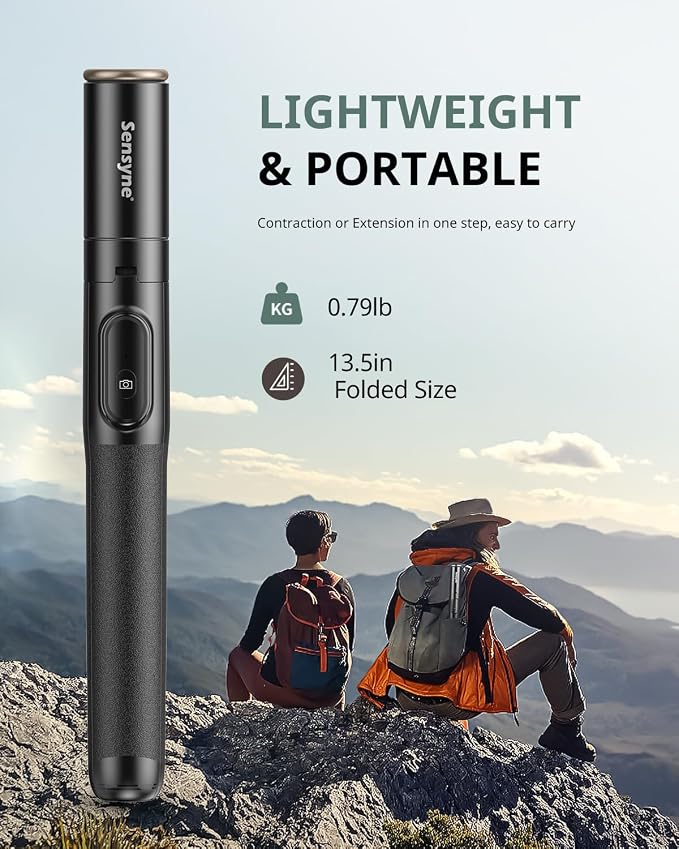 Sensyne 68" Phone Tripod & Selfie Stick, Lightweight All in One Phone Tripod