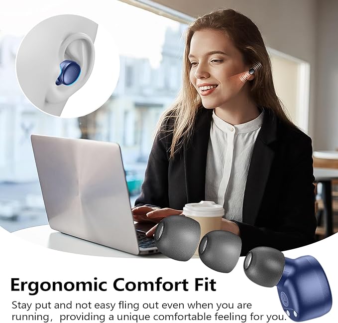 kurdene Wireless Earbuds Bluetooth 5.3 Light Weight in Ear Headphones | Premium Sound Bass Ear buds with Charging Case,Touch Control,Built in Mics Headset,Clear Calls for Sports Workout Blue