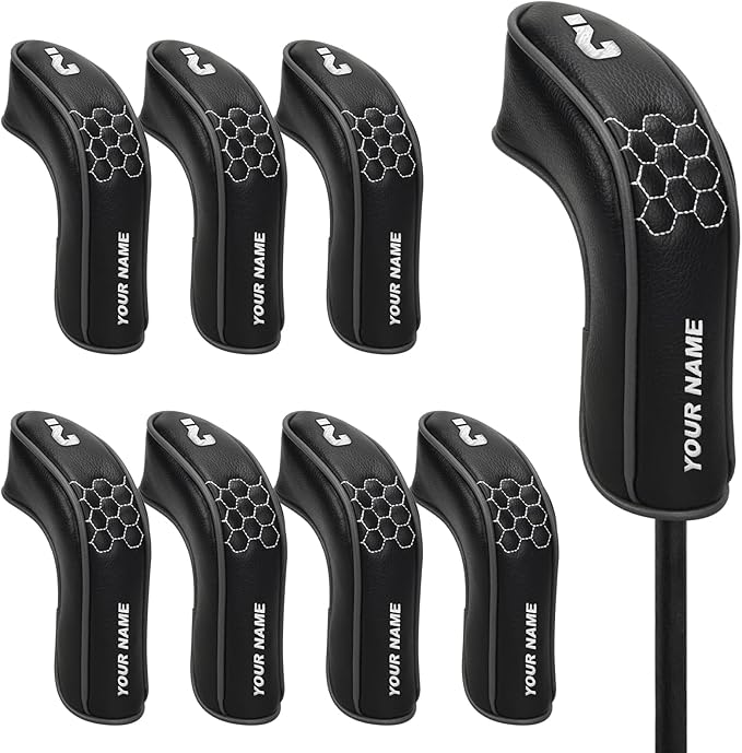 mytag 8PCS Golf Hybrid Iron Covers Set, Knit Hybrid Head Covers, Fits Cobra T Rail, Cleveland Launcher, Wilson Launch Pad, Tour Edge Hot Launch - Customizable