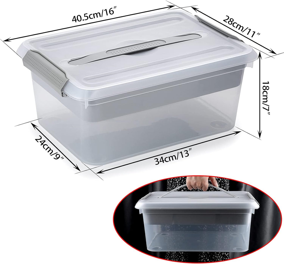 BTSKY Stack & Carry Box, Clear Plastic Storage Container Stackable Home Utility Box with Removable Tray Multi-Purpose Storage Bin for Organizing Stationery, Sewing, Art Craft Supplies(Grey)