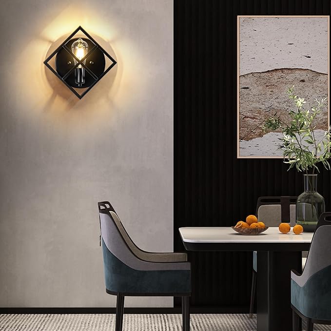 Farmhouse Wall Sconce with Black Finish,Set of 2 Rustic Wall Sconces Indoor Wall Light Fixtures 11.3in for Stairway, Living Room, Bedroom, Bathroom (1 Light,E26 Base, No Bulbs)