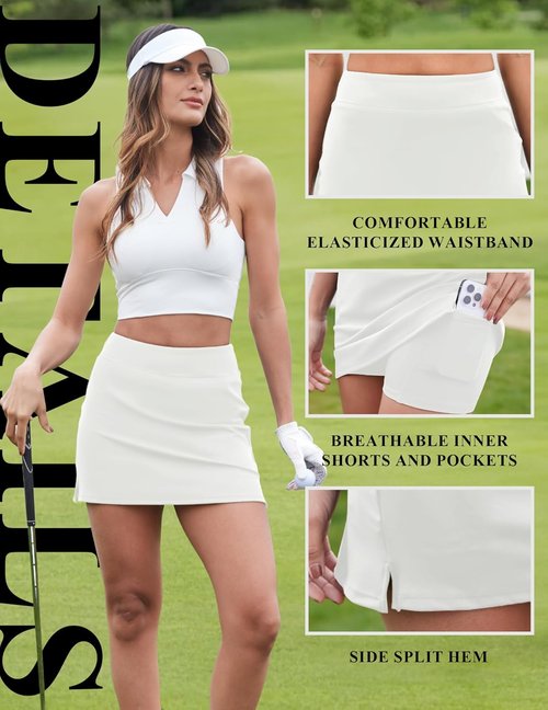 DLOODA Women's Tennis Skort - High Waisted Athletic Skirt with Pocket for Summer Workouts | Mini Golf Style