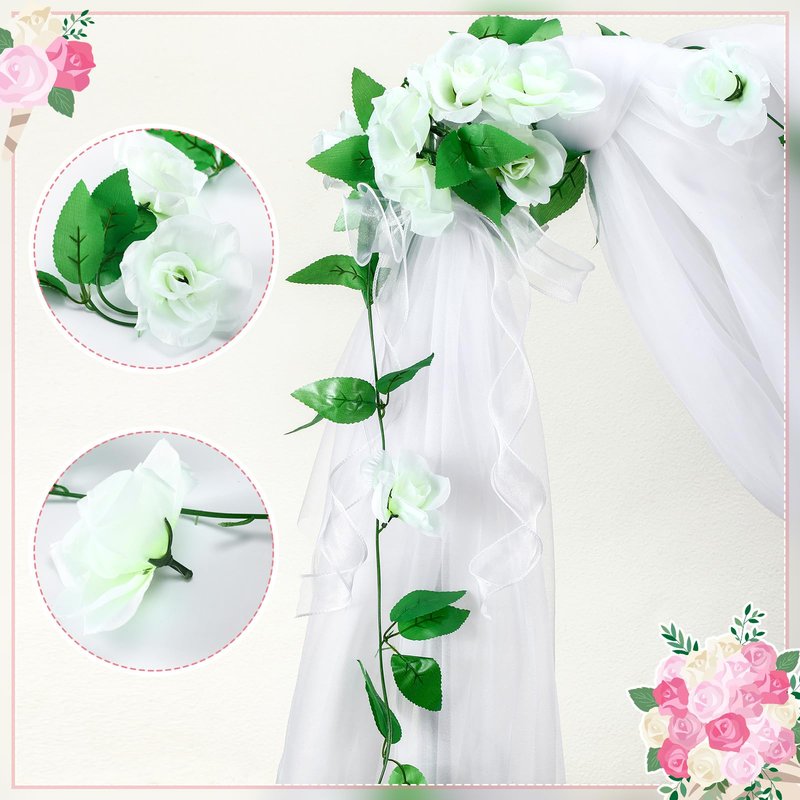 Wedding Golf Cart Decorations Golf Cart Rose Garland with Just Married Banner Sheer Chiffon Wedding Draping Fabric Accessories for Anniversary Decorations