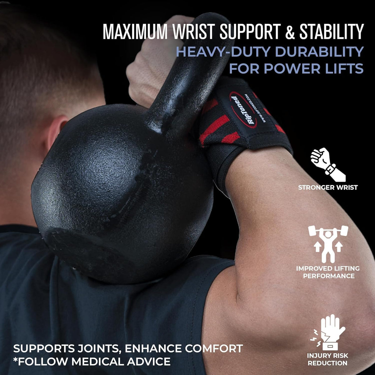 Rip Toned Wrist Wraps - Adjustable 18" Weightlifting Straps | USPA & USAPL Approved for Maximum Support