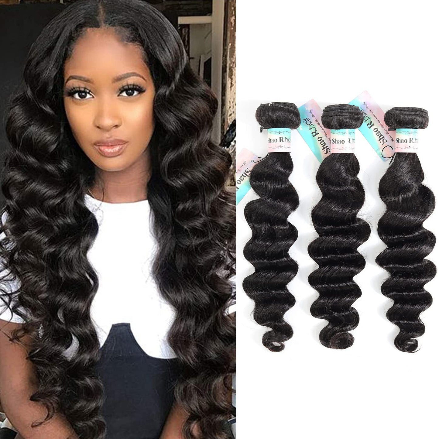 Brazilian Loose Deep Wave Bundles 100% Unprocessed Virgin Human Hair Loose Wave Bundles 20   22   24    Wet And Wavy 3 Bundles H