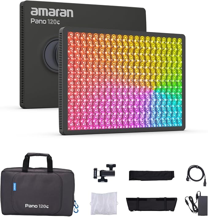 amaran Pano 120c Kit RGB LED Video Light, 120w Full Color Panel Light, Compact