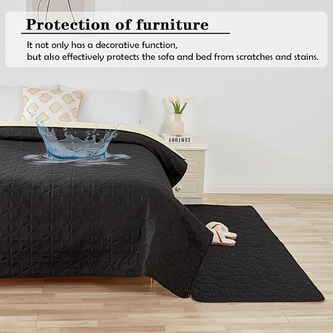Waterproof Dog Bed Cover Pet Blanket, Soft Pet Couch Covers for Sofa Washable, Bed Couch Sofa Furniture Protector for Puppy Cat Kids (Black,100 * 127 CM)