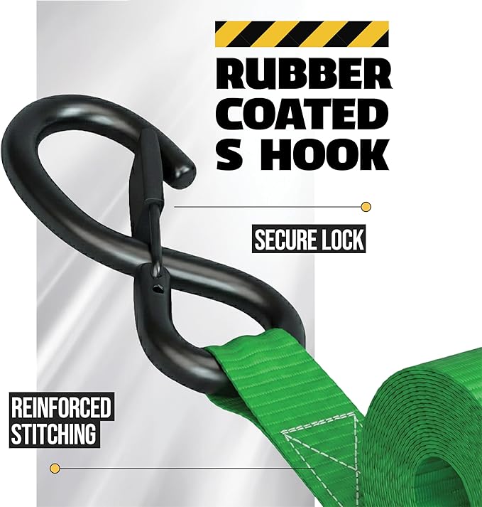 AUGO Retractable Ratchet Straps | 2 Heavy Duty Ratchet Straps Self Retractable Tie Downs with Soft Loops & Storage Bag for Motorcycle, Truck, Trailer, Cargo Van | 1200 Lb Break Strength 1” x 10’