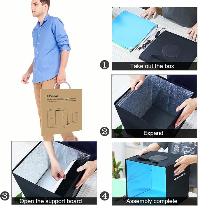 PULUZ Photo Light Box, Tri-Color Dimmable Light Shooting Tent Box