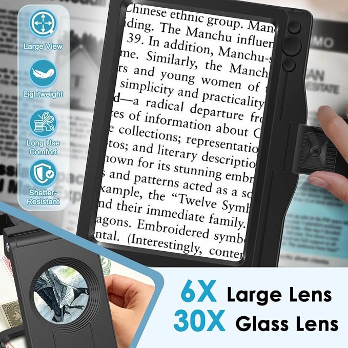 30X 6X Rechargeable Magnifying Glass