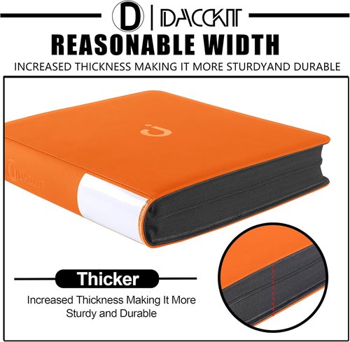 D DACCKIT Premium Comic Binder - Holds 96 Comic Books with Sleeves | Brilliant Orange Storage Solution