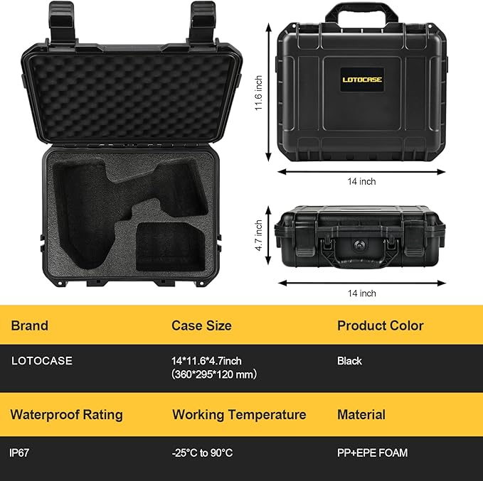Case for Dewalt Impact and Torque Wrench - Waterproof Hard Tool Box for Dewalt Set, Power Tool Combo Kit Bag for Atomic 20V Max 2/1 3/4 3/8 Inch Cordless Torque Wrenches/Battery (Case Only)