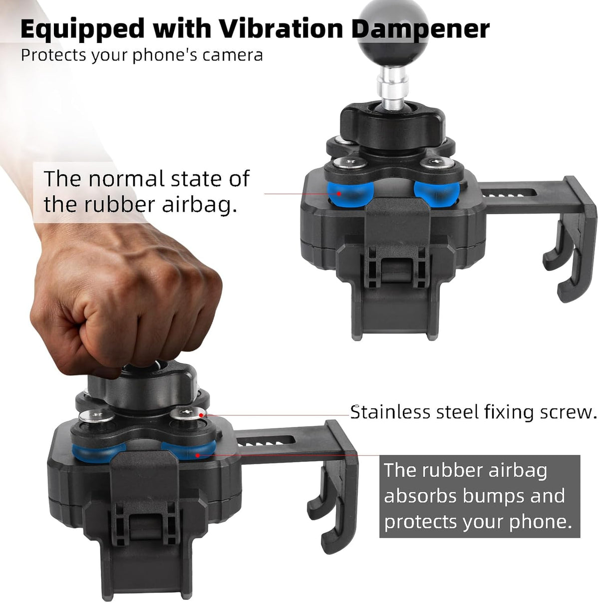 Dashboard Phone Holder for Car, Truck, Boat - Vibration Dampener [Camera Friendly] [1s Lock & Release] [Aluminum Medium Arm], Flex Adhesive 1" Ball Base Phone Mount for 4.7-7.2" Smartphones