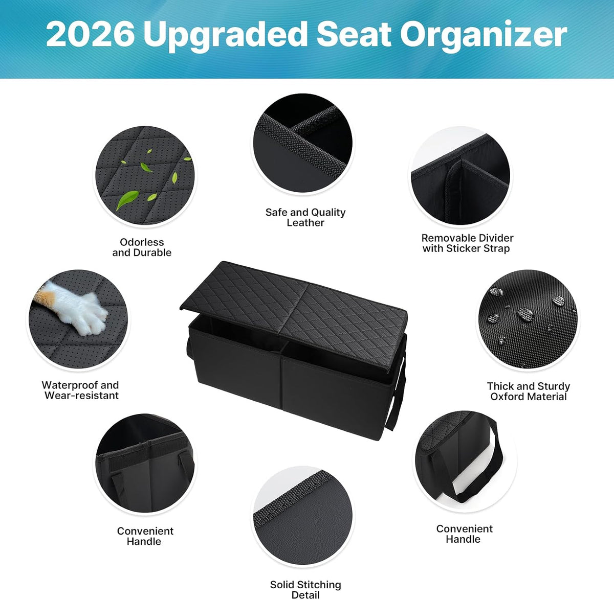 Mixsuper Liner Car Seat Organizer for Subaru Ascent 2019-2026, Console Organizer Backseat Box for Subaru Ascent, Dog Foldable Storage Bin Collapsible Box Supplies Travel Accessories