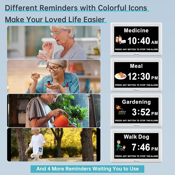 Soobest Dementia Digital Clock for Seniors Elderly, 20 Alarm Reminders 3
