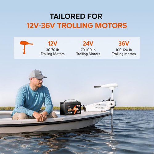 Litime 12V Lithium Battery - 100Ah LiFePO4 Trolling Motor Power | Low Temp Protection, 15000 Cycles