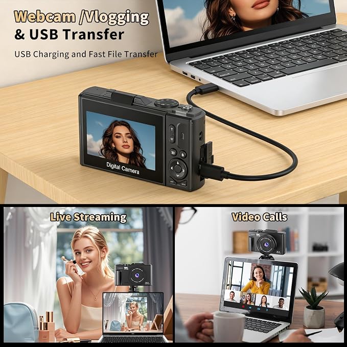 Ourlife Cameras for Photography, 5K 75MP Autofocus Vlogging Camera for YouTube